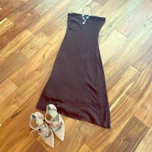 Brown sweater dress.